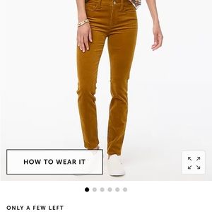 9 inch mid rise skinny corduroy pants j crew factory NEW WITH TAGS